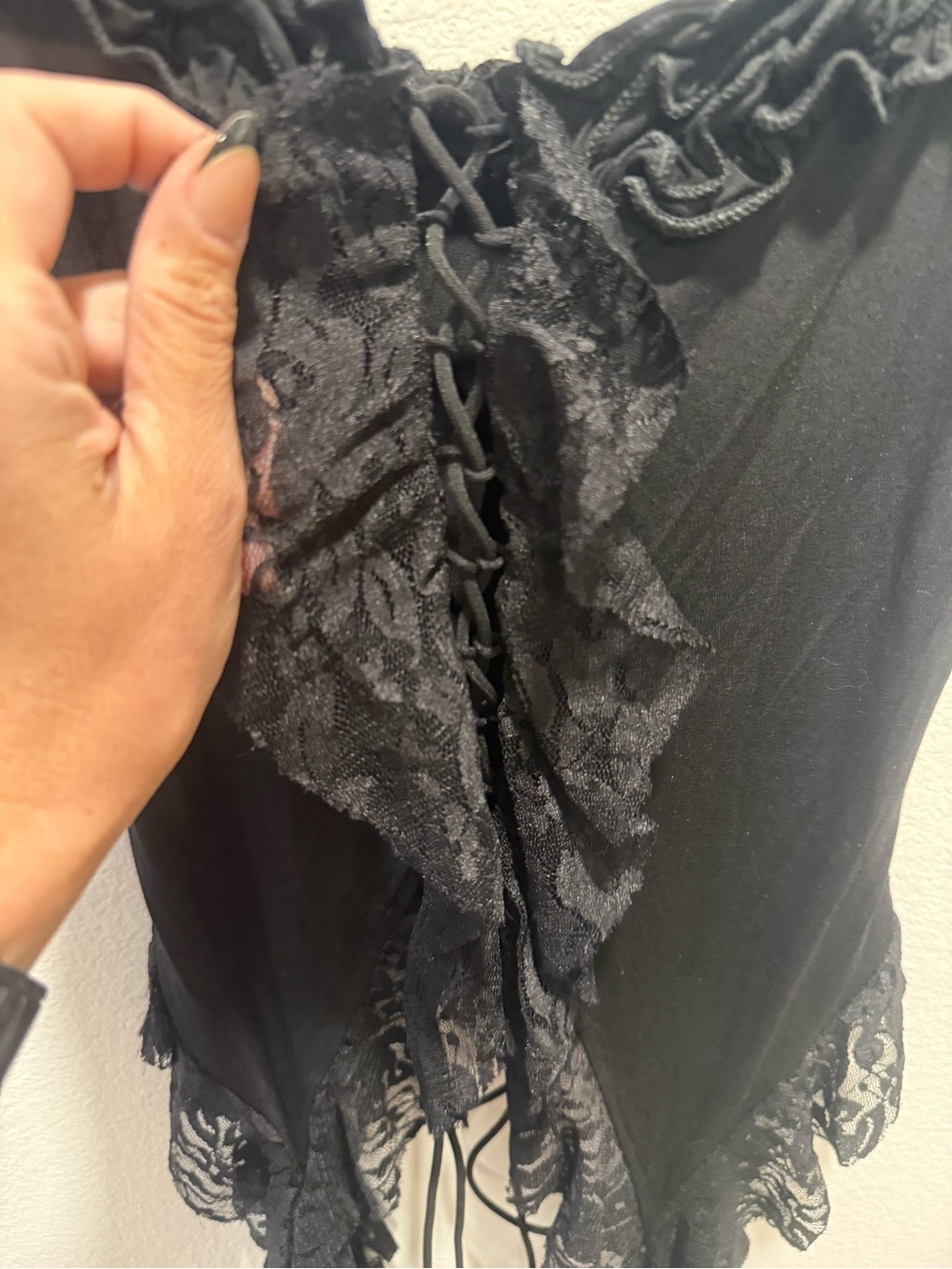 Black Gothic Fairycore Lace Handkerchief Hem Corset Style Tank - Picture 3 of 15